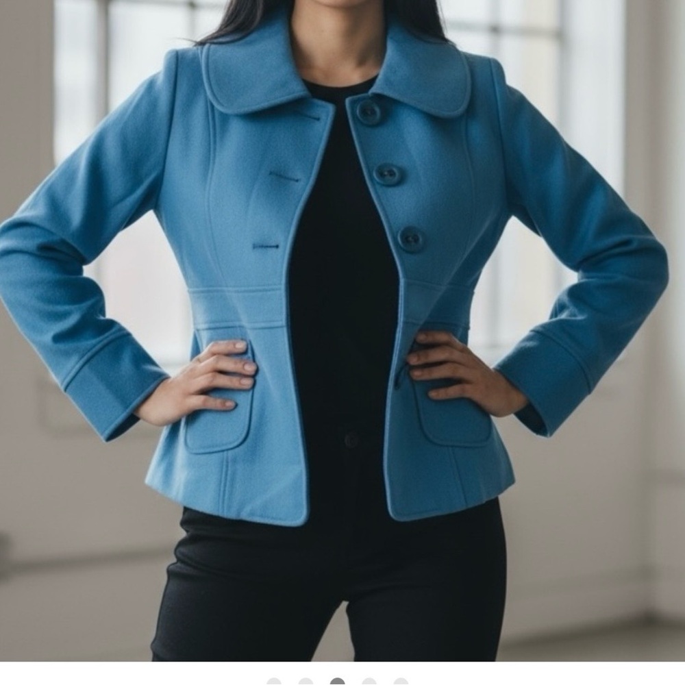 Tulle Light Blue Trench Coat - Picture 3 of 4